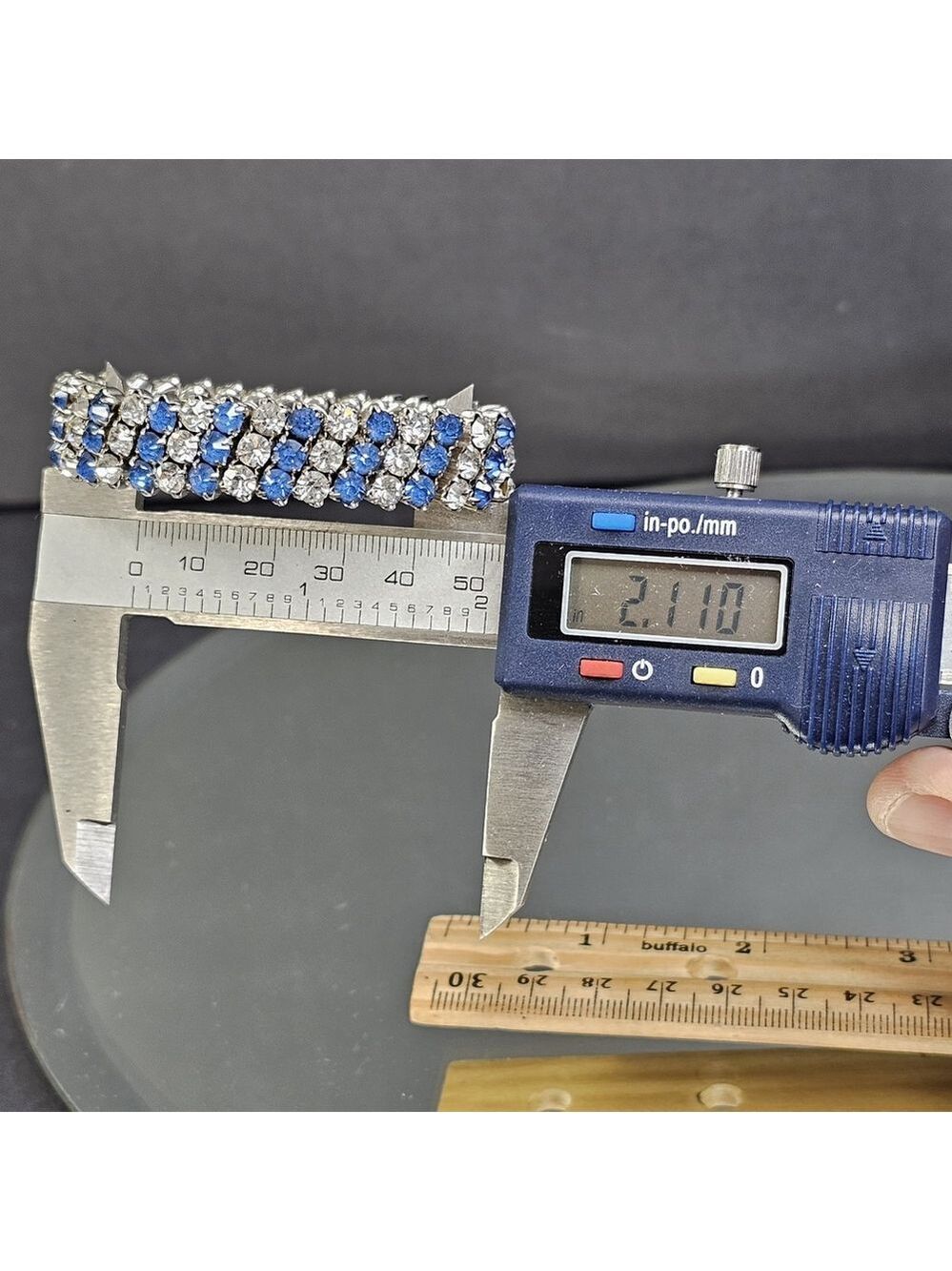 USA Made Bracelet Blue And White Rhinestone Women Self Adjustable One Size 4 All - Picture 7 of 11